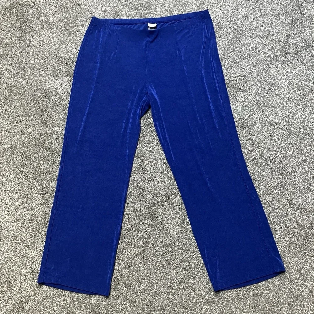 Chico's Travelers Pants Size 3 3P Petite XL Royal Blue Dress Pants Stretch